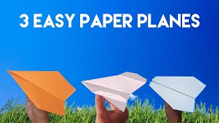 3 easy paper planes - how to make paper airplane that flies far -  simple Tutorial