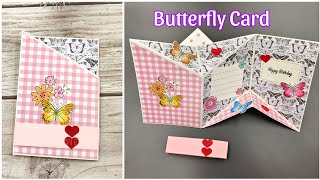 DIY Butterfly Card Ideas/Birthday card/การ์ดวันเกิดผีเสื้อเก๋ๆแบบง่ายๆ/แม่เนย น้องพอสDIY