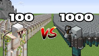 1000 Illagers vs 100 Iron Golems | Minecraft Mob Battle