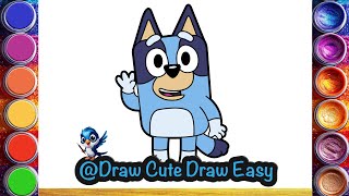 How to draw bluey💙💙💙🌈 | step-by-step bluey drawing| colouring | drawingforkids | bluey drawing