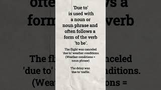 Due to vs. Because of-When to Use Each! #english #englishlanguage #englishgrammar