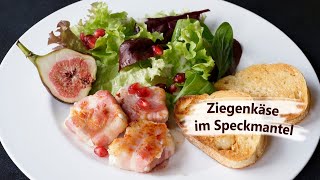 Ziegenkäse im Speckmantel mit Salat - eine tolle Vorspeise für das Weihnachts- oder Silvestermenü.