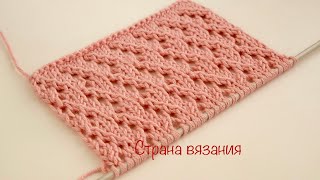 Узоры спицами. Ажурный узор. Knitting patterns. Lace pattern.