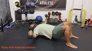 flyes with internal rotation using dumbbells