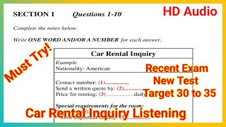 Car rental inquiry IELTS Listening | IELTS Listening practice test