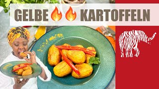 Viazi vya kuchomwa - gelbe, frittierte Curry-Kartoffeln