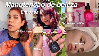 MANUTENÇÃO DE BELEZA * pintei o cabelo de marsala , cortei o cabelo , unhas , skin care,spa day💗🎀