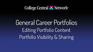 Career Portfolios: Editing and Sharing