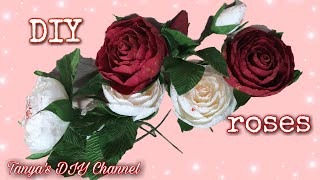 How to make roses flower with crepe paper  | Trandafiri din hîrtie | Цветы из гофрированная бумага