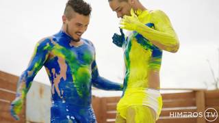 Gay Models Celebrate Pride with Rainbow Body Paint