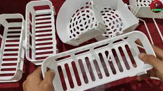 Unboxing of Triangle -Shaped bathroom Corner Plastic shelf/DAITORY WALL SHELVES /