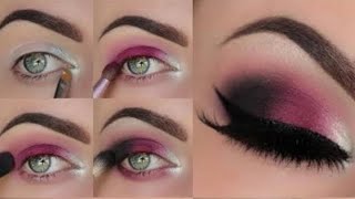 black and pink eye makeup || beautiful glitter eye makeup|| #viral #viral_video