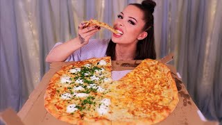 White & Mac n' Cheese Pizza MUKBANG!