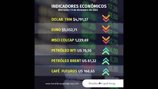 Indicadores económicos para el día miércoles 14 de diciembre de 2022, en Colombia.