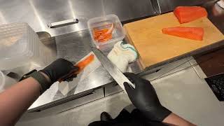 Cured King Salmon Slices for Salmon Roll | POV