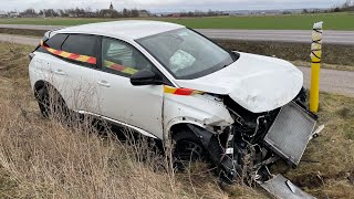 Crashed Peugeot 3008 rental car