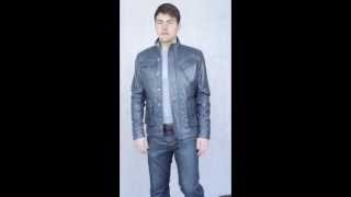 Men's Quilted Stitch Leather Jacket in Navy Blue - Berkley