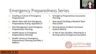 Emergency Preparedness Planning Series Session One: Creating a Culture of Preparedness