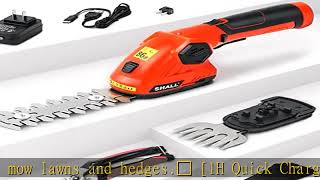 SHALL Cordless Grass Shear & Hedge Trimmer - 7.2V Electric Shrub Trimmer 2 in 1 Handheld Grass Trim