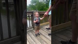 Dock fishing with the boys. Catching huge bluegill