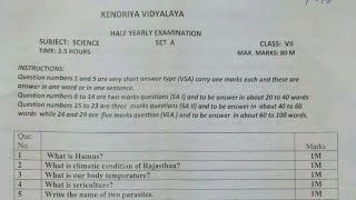 Class 7 Science half yearly question paper of (2022 - 2023)