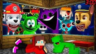 JJ and Mikey HIDE from INCREDIBOX SPRUNKI , Gummy Bear , The PAW PATROL tapes in Minecraft Maizen