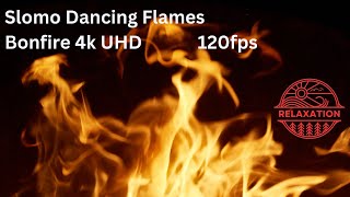 Mesmerizing Dancing Flames of Bonfire Slomo 4k UHD 120fps Canon R5 Turn up Volume to Hear 🔥 Flames 🔥