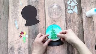 Handmade Christmas Gift Ideas | Snow Globe Dome Shaker Card - #Alinacutle® #AlinaCraft #xmasgift