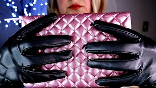 ASMR Leather Gloves Triggers 🧤 Notebook Covers Scratching & Tracing & Hand Movements 💋 Whispering