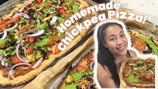 🍕Homemade Vegan Pizza with Chickpea Crust | Whole Food Plant-Based Vegan Cook with Me