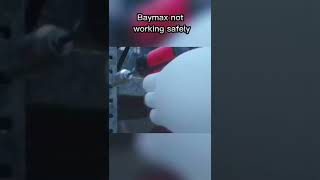 Baymax wants to help the cat but instead destroys all the iron shelves.