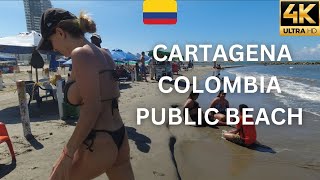 Cartagena Colombia 🇨🇴 Public Beach Walking Tour in 4k Ultra HD