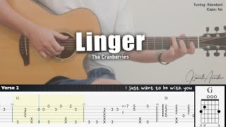 Linger - The Cranberries | Fingerstyle Guitar | TAB + Chords + Lyrics