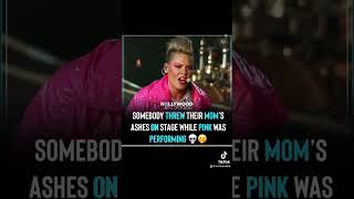 Someone throws their mom’s ashes on stage with Pink #ytshort #pink #tour #whatisgoingon #weirdstuff