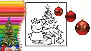 Peppa pig Christmas coloring page | satisfying Christmas background music