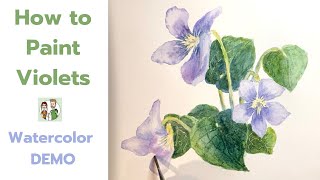 Easy Watercolor Violet Flower Painting by Always Wandering Art