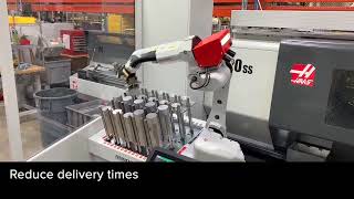 VID-125 Shorts Series -CNC Machine-Tending Robot With Powered Stacking Table