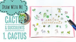 跟我一起畫30種簡易仙人掌│多肉植物手帳小插圖(上)  Doodle With Me: 30 Cactus and Succulents Doodle Ideas(Part 1)