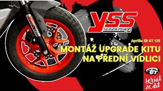 Tuning Aprilia SR GT 125: Montáž upgrade kitu na přední vidlici