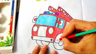 Drawing and Coloring Fire Trucks