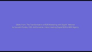 Key Takeaways From " The Transformation of B2B Marketing" Webinar