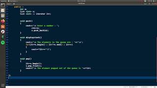 C++ Code For implementation of Queue using Singly Linked List using Standard Template Library