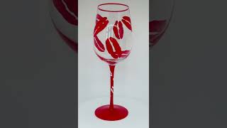 Maturi Hand Painted Red Kiss Lips Glass