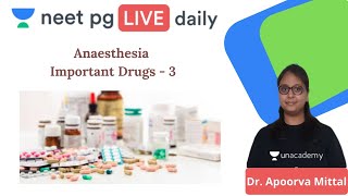 NEET PG: Anaesthesia | Important Drugs in Anesthesia L-3 | Unacademy NEET PG | Dr. Apoorva Mittal