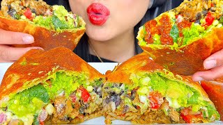 ASMR GIANT GRILLED CHEESE BURRITO (CHIPOTLE HACK) MUKBANG