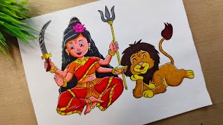 Cute Mata Parvati full colour drawing 😍💜| Jay ma durga drawing 🙏| doms colour