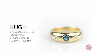 Men's Wedding Band with London Blue Topaz - Hugh