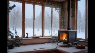 Winter Ambience - The Serenity with Snowfall and Fireplace Sounds for Sleep and Relaxation