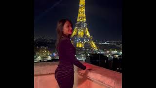 Antonela Roccuzzo with Eiffel Tower | Leo Messi #short #youtubeshorts #shorts #shortvideo #eiffel