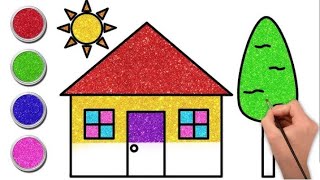 House 🏡 🏠 drawing white coloring How to draw house kids step by step.